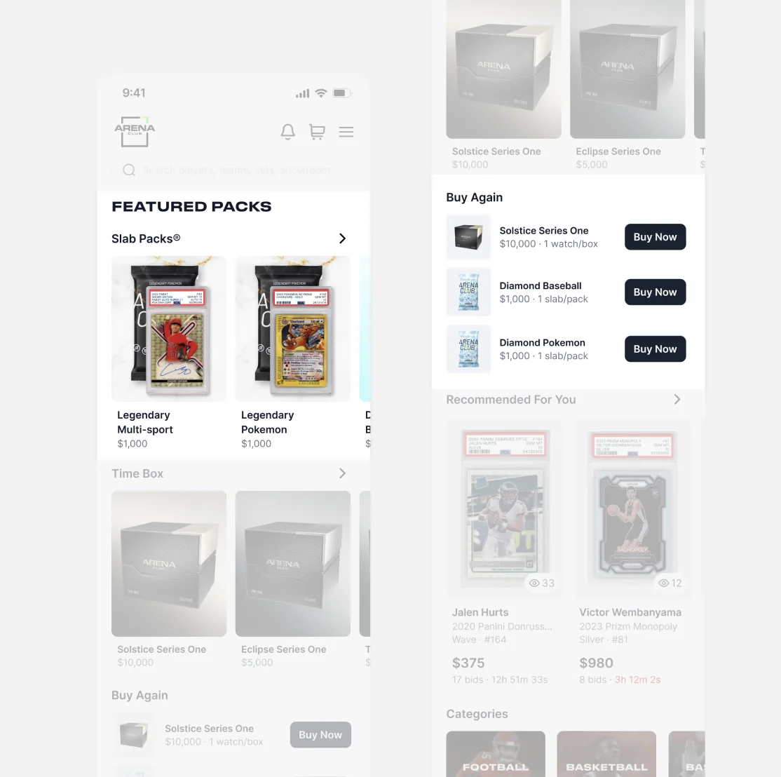 The existing homepage next to the Buy Again section
